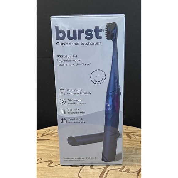 Burst Curve Sonic Toothbrush Rechargeable Metallic Cobalt Blue Soft Bristle NEW - Picture 1 of 6